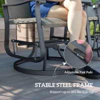 Outsunny Rattan Patio Glider, Wicker Outdoor Glider Swivel Chair with Steel Frame, High Back for Backyard Porch, Grey(m-6)