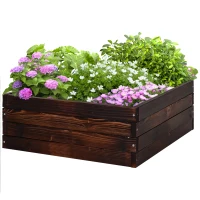 Outsunny Raised Garden Bed Elevated Wooden Planter Box for Backyard, Patio to Grow Vegetables, Herbs, and Flowers(m-11)