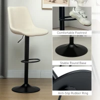 HOMCOM Adjustable Barstools Set of 2, Swivel Bar Stools with Back and Footrest for Kitchen Island Counter, Beige(m-9)