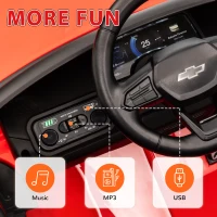 Qaba 12V CHEVROLET SILVERADO EV RST Licensed Kids Car w/ Remote, Spring Suspension, Soft Start, Training Wheels, Red(m-8)