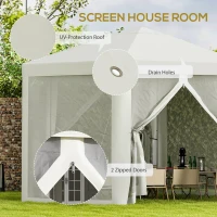 Outsunny Φ13' Hexagon Party Tent Patio Gazebo Outdoor Activity Event Canopy Quick Sun Shelter Pavilion with Netting Mesh Sidewall Cream White(m-4)