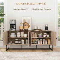 HOMCOM Sideboard Buffet Cabinet with 2 Adjustable Shelves and Steel Base, TV Stand, Coffee Bar Cabinet for Living Room, Oak(m-4)