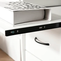 HOMCOM Computer Desk with Keyboard Tray, CPU Stand, Writing Desk with Drawers, Workstation for Home Office, White(m-9)