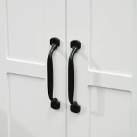 kleankin Pedestal Under Sink Cabinet, Bathroom Vanity Cabinet Storage with Double Doors and Adjustable Shelf, White(m-10)