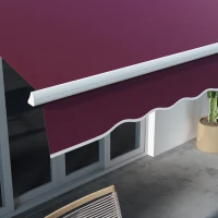 Outsunny 10' x 6.5' Manual Retractable Awning with LED Lights, Aluminum Frame Sun Canopies for Patio Door Window, Wine Red(m-10)