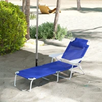 Outsunny Outdoor Sun Lounger, Folding Chaise Lounge with 4-level Adjustable Backrest, Blue(m-8)