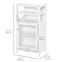 HOMCOM Wine Cabinet with 4 Bottle Wine Rack, Open Shelf, Acrylic Door Cabinet with Adjustable Shelf for Home Bar, White(m-3)