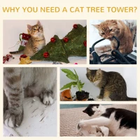 PawHut Cat Condo 3 Story Three Holes with Sisal Seaweed Scratching Cover Surface, Cat Tower for Indoor Cats, 15" x 28", Khaki and Brown(m-7)