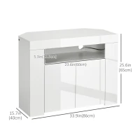 HOMCOM Corner TV Cabinet for 40 inches with LED Lights, High Gloss TV Stand with Cable Management and Open Shelf, White(m-3)