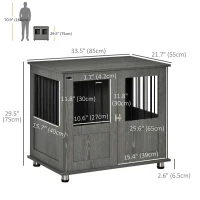 PawHut Dog Crate Furniture with Lockable Magnetic Door, Adjustable feet for Small & Medium Dogs, Indoor Use, Grey(m-3)