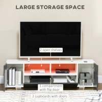 HOMCOM TV Stand for TVs up to 60", TV Unit with LED Lights, Storage Shelves and Cupboards, 53.9" x 13.8" x 16.5", Grey(m-6)