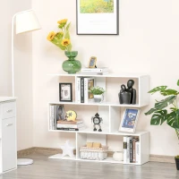 HOMCOM Versatile 3-tier Multi-Shelf Bookshelf Wood Stand Bookcase Storage Display Home Office Organizer, White(m-1)