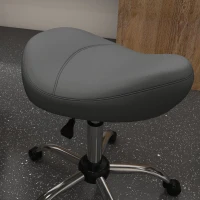 HOMCOM Saddle Stool, Height Adjustable Rolling Salon Chair with PU Leather for Massage, Spa, Clinic, Beauty and Tattoo, Grey(m-9)
