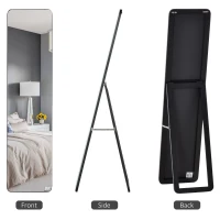 HOMCOM Full Length Mirror for Bedroom, Free Standing Dressing Mirror, Wall Mirror with Wood Frame, 15" x 61", Black(m-5)