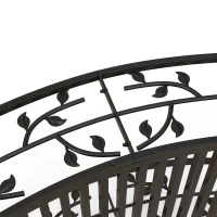 Outsunny 4' Metal Arch Garden Bridge Arc Footbridge with Guardrails and Decorative Vine Pattern, Black(m-8)
