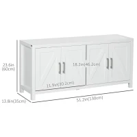 HOMCOM Sideboard Cabinet Buffets Table with Barn Style Doors TV Cabinet Stand for TVs up to 65" with 4 Cable Holes White(m-3)