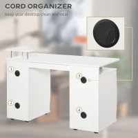 HOMCOM Computer Desk with Keyboard Tray, CPU Stand, Writing Desk with Drawers, Workstation for Home Office, White(m-5)