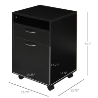 HOMCOM Mobile Storage Cabinet Organizer with Drawer and Cabinet, Printer Stand with Castors, Black(m-3)