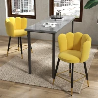 HOMCOM Bar Stools Set of 2 Modern Counter Height Bar Stools with Back, Footrest for Home Kitchen, 23.2"x20.5"x35.4", Yellow(m-8)