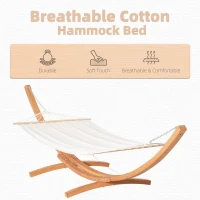 Outsunny 13' Patio Hammock with Stand, Outdoor Arch Wooden Hammock Bed, Camping Hammock with Straps and Hooks, White(m-4)