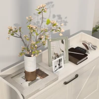 HOMCOM Narrow Shoe Storage Cabinet, Farmhouse Slim Shoe Cabinet with 2 Flip Drawers, Adjustable Shelves, White Oak(m-10)