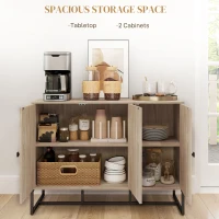 HOMCOM Modern Sideboard, Buffet Cabinet with Adjustable Shelves, 3 Chevron Doors for Living Room, Hallway, Oak Wood Grain(m-4)