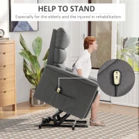 HOMCOM Lift Chair for Elderly, Power Chair Recliner with Remote Control, Side Pockets for Living Room, Dark Grey(m-4)
