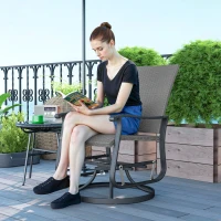 Outsunny Rattan Patio Glider, Wicker Outdoor Glider Swivel Chair with Steel Frame, High Back for Backyard Porch, Grey(m-1)