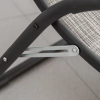 Outsunny Outdoor Lounge Chair with Armrest, Folding Tanning Chair for Beach, Poolside and Patio, Grey(m-10)