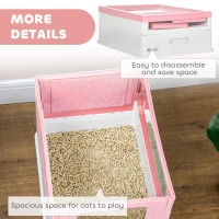 PawHut Top Entry Enclosed Kitty Litter Box with Scoop, Tray, Front Entry, Large Space, Foldable, Portable, Pink(m-7)