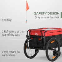 Aosom Bike Cargo Trailer & Wagon Cart, Multi-Use Garden Cart with Removable Box, 20'' Big Wheels, Reflectors, Hitch and Handle, Red(m-5)