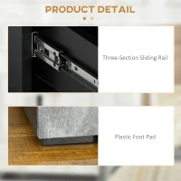 HOMCOM Modern Nightstand, Bedside Table with 2 Drawers, USB Powered RGB LED Lights, Remote for Bedroom, Grey(m-6)