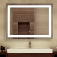 HOMCOM 24 x 32 Inch LED Bathroom Mirror Wall Mounted Vanity Lighted Illuminated Mirror with with Touch Switch, Vertical Outline LEDs(m-8)