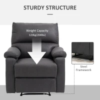 HOMCOM Recliner Chair, Manual Reclining Chair with Footrest, Padded Seat for Living Room, Bedroom, Study, Dark Grey(m-6)