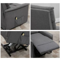 HOMCOM Lift Chair for Elderly, Power Chair Recliner with Remote Control, Side Pockets for Living Room, Dark Grey(m-9)