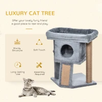 PawHut Cat Tree, Small Cat Tower with Perch, Scratching Post, Cat Condo, Toy Ball for Kitty, Indoor Use, Grey(m-4)