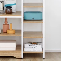 HOMCOM Storage Shelf Multi-Tier Bookcase Utility Display Rack Home Organizer for Kitchen, Garage, Living Room, White(m-10)
