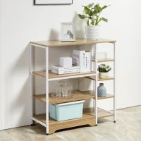 HOMCOM Storage Shelf Multi-Tier Bookcase Utility Display Rack Home Organizer for Kitchen, Garage, Living Room, White(m-8)