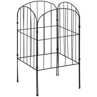 Outsunny 4 Pack Garden Fencing Border, Decorative Fence 4 Panels, Flower Edging Animal Barrier for Outdoor, Patio, Arched, Black(m-2)