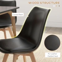 HOMCOM Modern Dining Table Chairs Set of 4, Rubber Wood Kitchen Table Chairs with PU Leather Cushion for Living Room, Bedroom(m-5)