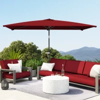 Outsunny 6.6x9.6ft Rectangle Aluminum Tilt Patio Umbrella, Garden Market Parasol, Outdoor Sunshade Canopy with Crank, Wine Red(m-8)