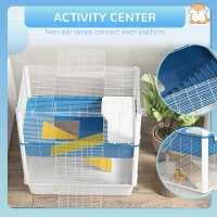 PawHut Large Hamster Cage with Accessories, Rat Cage Gerbil Habitat with Detachable Bottom, Ramps, Platform, Food Bowl, Water Bottle, 31" x 18" x 35"(m-4)