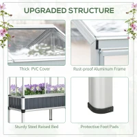 Outsunny 45"x24"x51" Raised Garden Bed with Greenhouse, Windows, Galvanized Steel Frame for Vegetables Flowers Herbs, Dark Grey(m-6)