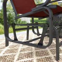 Outsunny Patio Glider with Breathable Mesh Fabric, Outdoor Glider Chair, Garden Rocking Gliding Seat for Patio, Yard, Porch, Black/Wine Red(m-7)