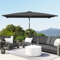 Outsunny 6.6x9.6ft Rectangle Aluminum Tilt Patio Umbrella, Garden Market Parasol, Outdoor Sunshade Canopy with Crank, Dark Grey(m-8)