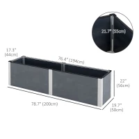 Outsunny 6.6' x 1.6' x 1.8' Elevated Planter Box with Open Bottom, Raised Garden Bed for Vegetables, Flowers, Fruits, Herbs, Grey(m-3)