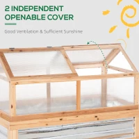 Outsunny Raised Garden Flower Bed Kit with Greenhouse, Wooden Cold Frame Planter, 48" x 24" x 32", Natural(m-7)