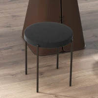 HOMCOM Backless Round Dining Chairs, Modern Stacking Stools Set of 4, Kitchen Chairs with Metal Legs, Black(m-9)
