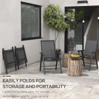 Outsunny 4-Piece Folding Chair Set for Relaxing on Patio Balcony Garden, Comfortable Outdoor Furniture with Armrests, Black(m-5)