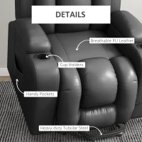 HOMCOM Electric Lift Chair for Elderly, Power Recliner with Footrest, Remote Control, Cup Holders for Living Room, Grey(m-7)